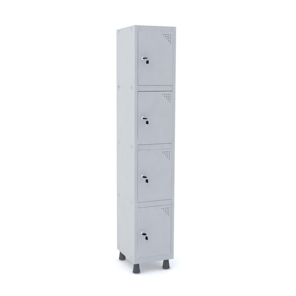 Roupeiro De Aço 1M 04 Portas Fechadura Pandin - Cinza