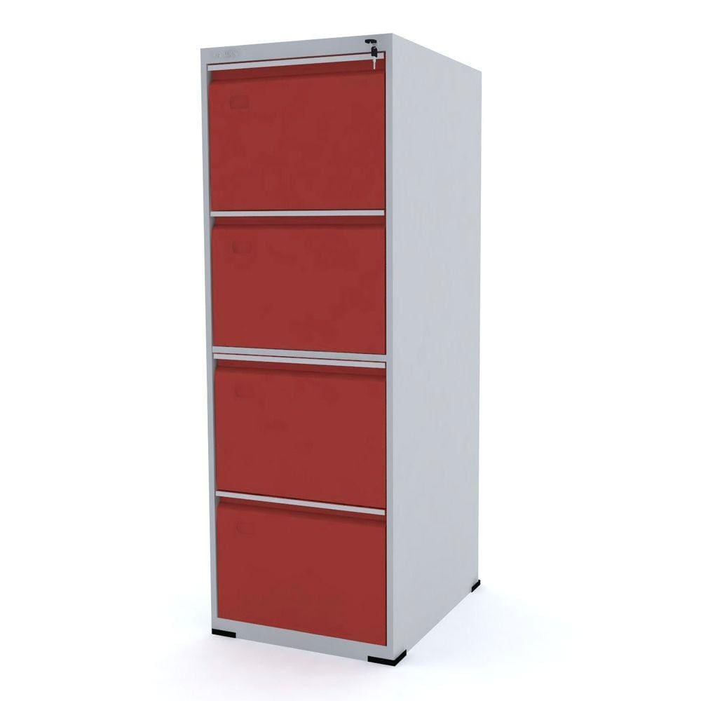 Arquivo De Aço 4 Gavetas Pandin Slm - Cinza/Vermelho