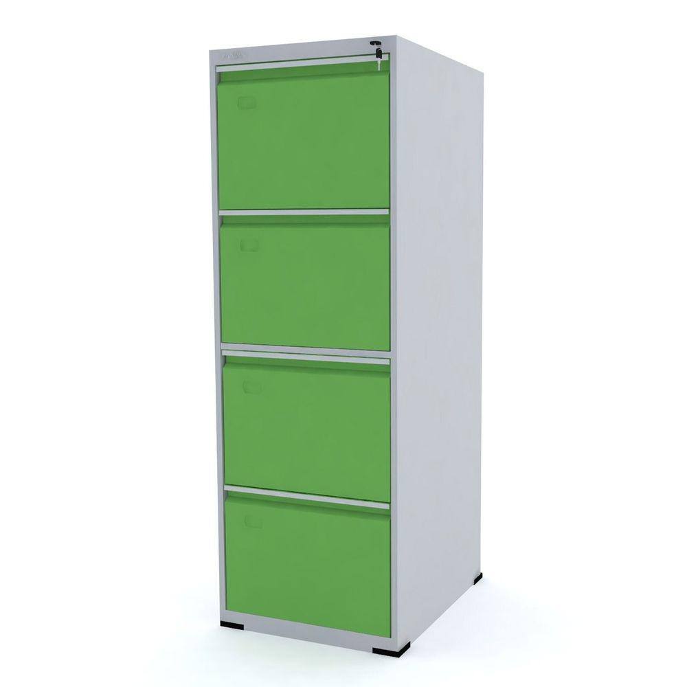 Arquivo De Aço 4 Gavetas Pandin Slm - Cinza/Verde