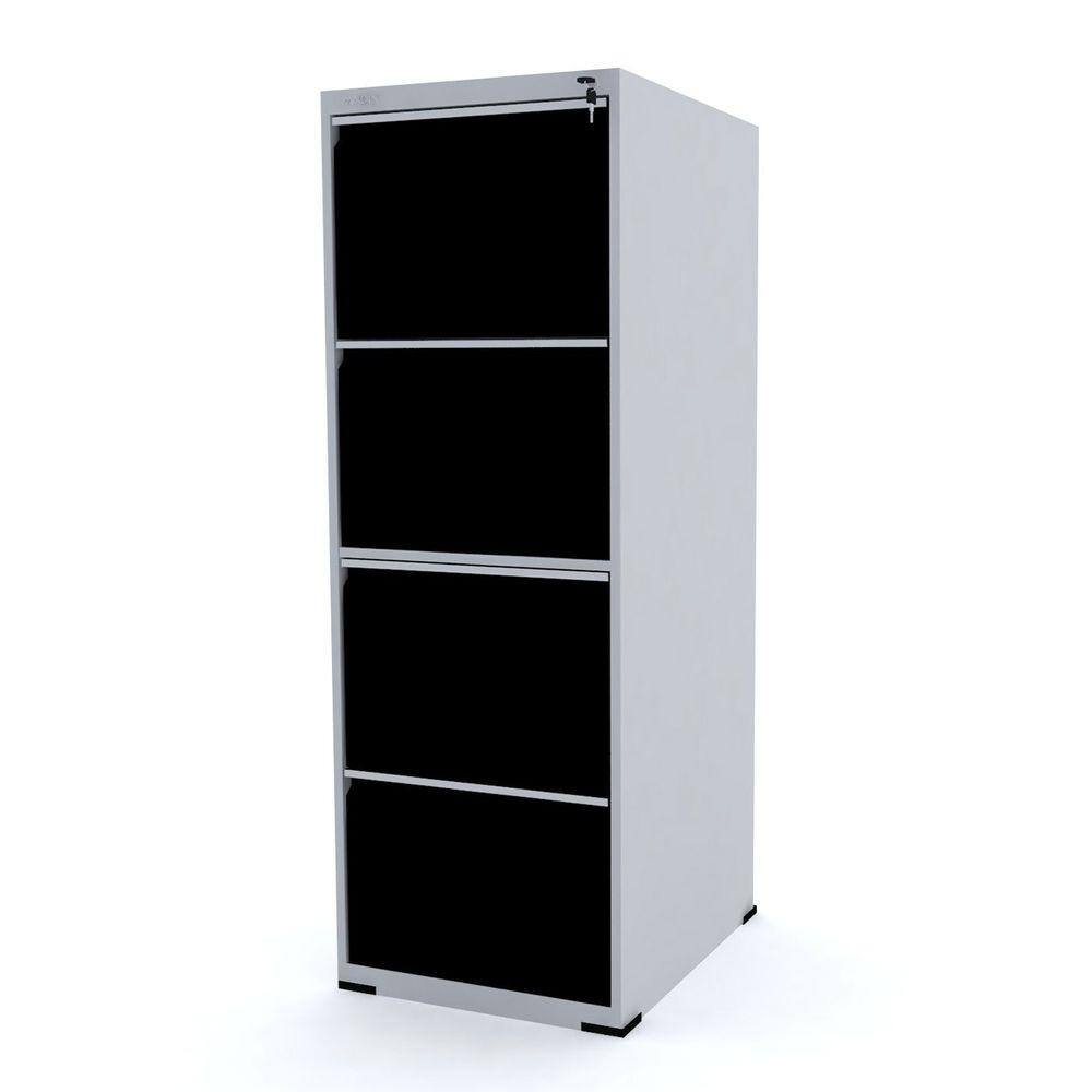 Arquivo De Aço 4 Gavetas Pandin Slm - Cinza/Preto