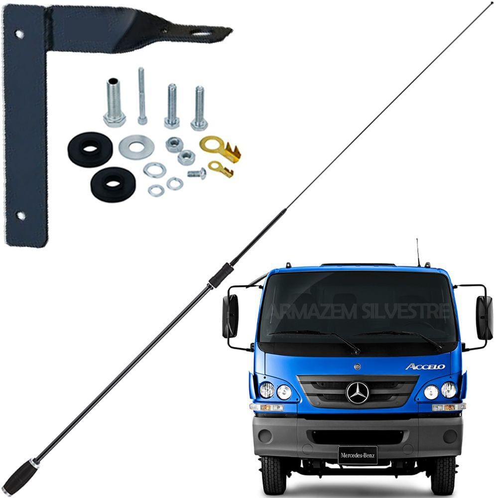 Antena Px Bobinada Black Viuva Negra Argentina Suporte Dianteiro Motorista Mb Accelo Parafusos