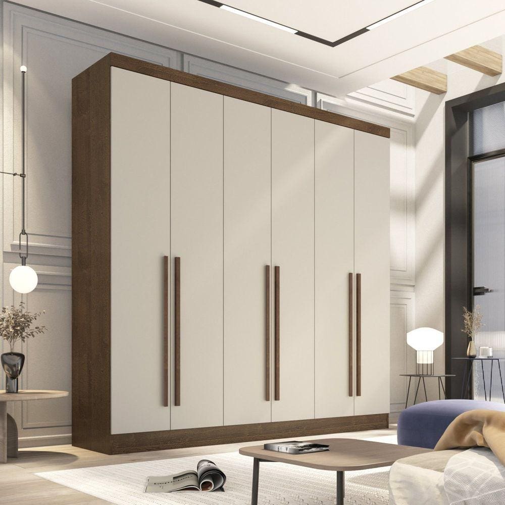 Guarda Roupa Casal 6 Portas 4 Gavetas Uberaba New Canion/Off White