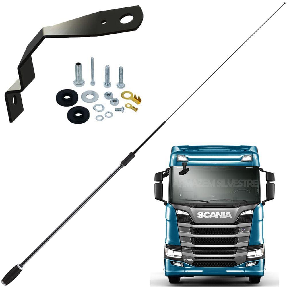 Antena Px Bobinada Black Argentina B-2006p Suporte Dianteiro Motorista Scania Parafusos