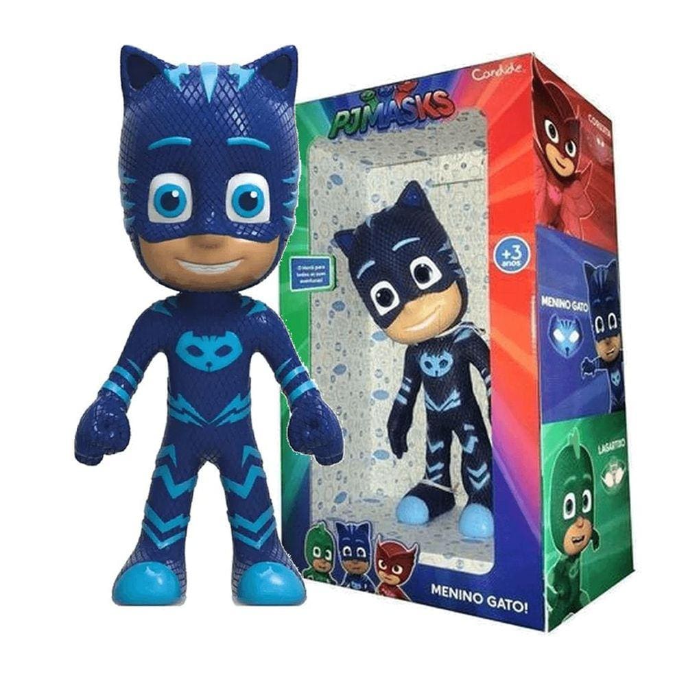 Boneco Vinil Pj Masks Menino Gato Ninja 40cm Candide