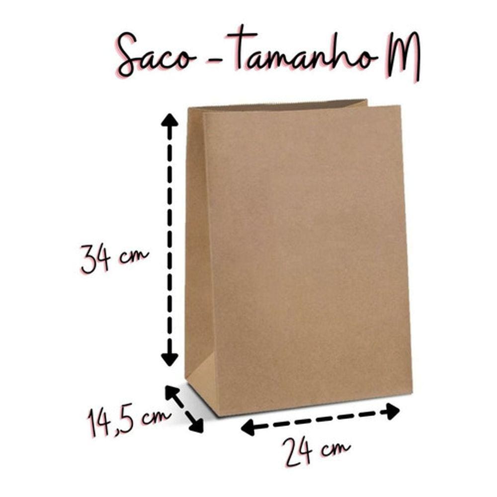 Saco Kraft 50 Uni Delivery Embalagem Tam M 34x24x14