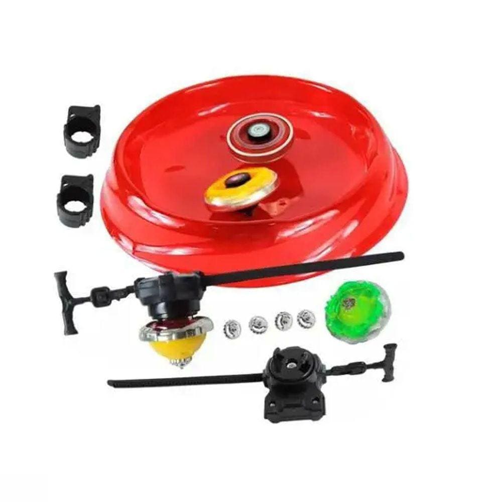 Kit Super Beyblade Tornado Com Led Arena Proteção 15 peças