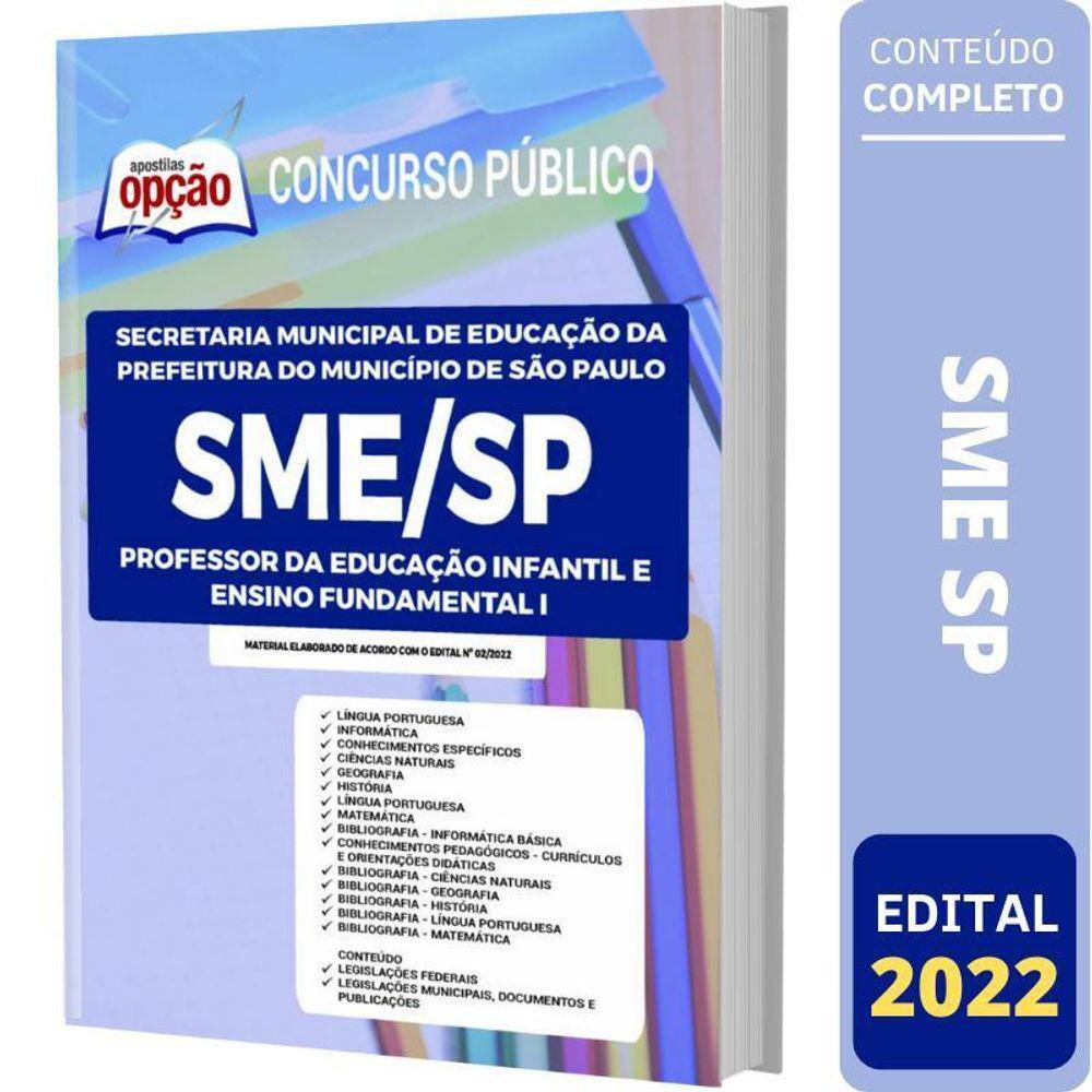 Apostila Concurso Sme Sp - Professor De Educação Infantil 1