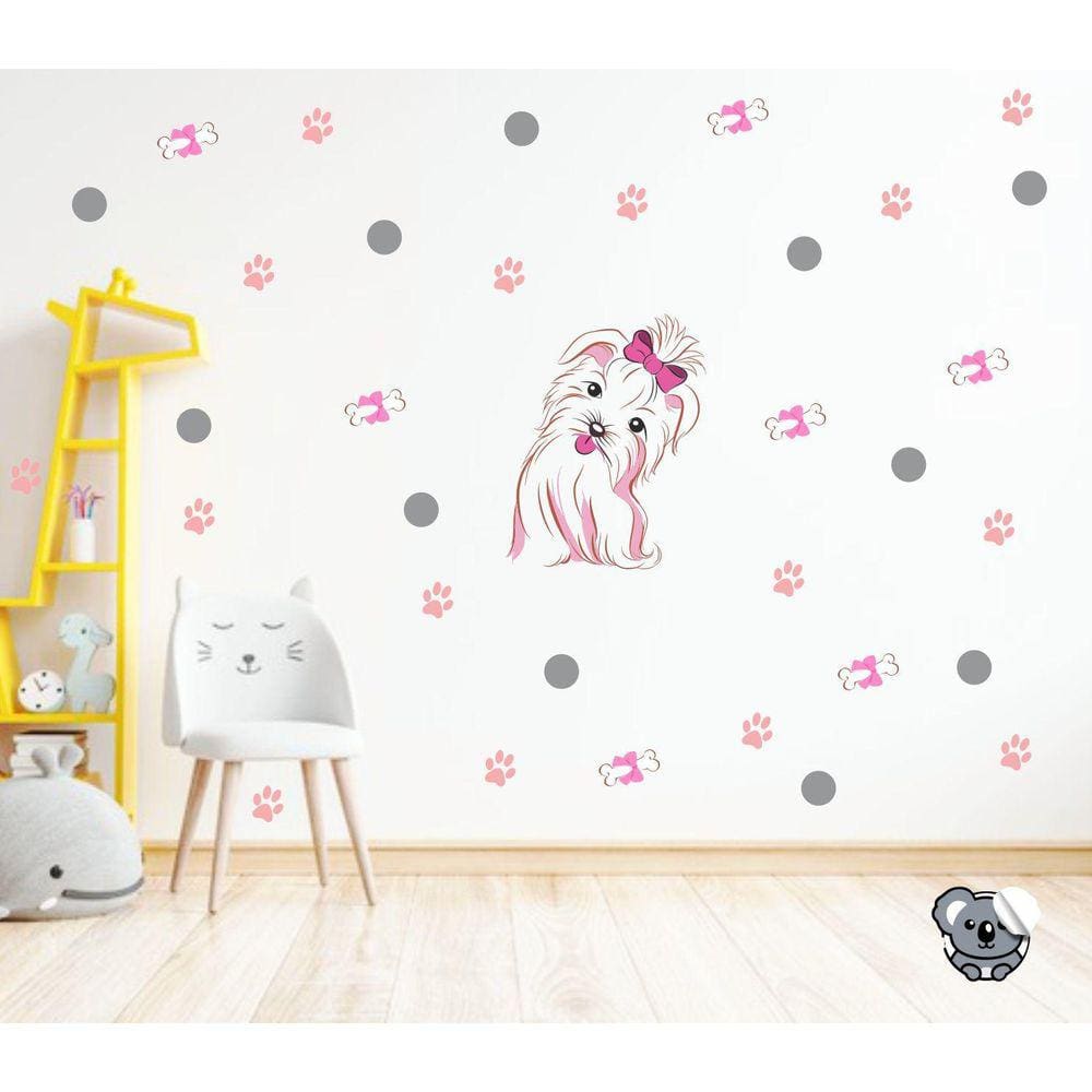 Adesivo De Parede Infantil Cachorrinha Shih-Tzu
