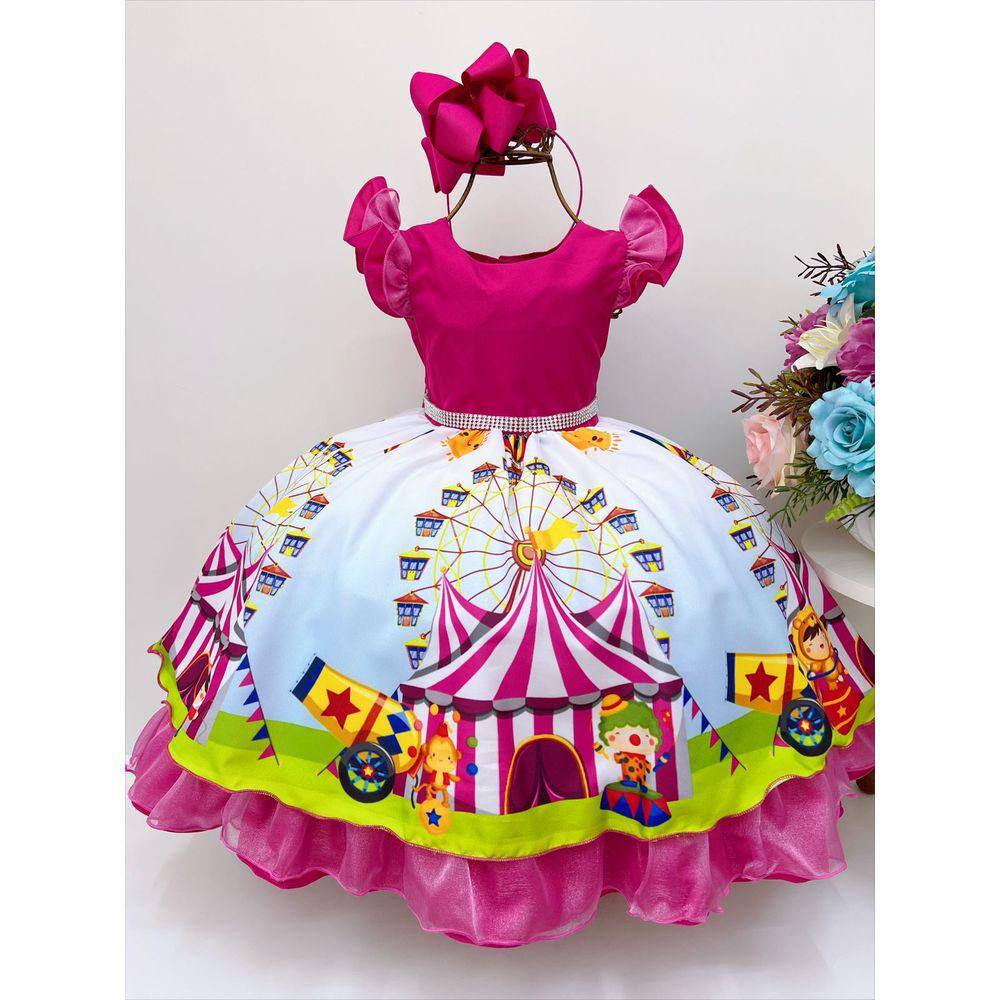 Vestido Infantil Moana Baby Rosa Temático Aniversário Rodado - Tio