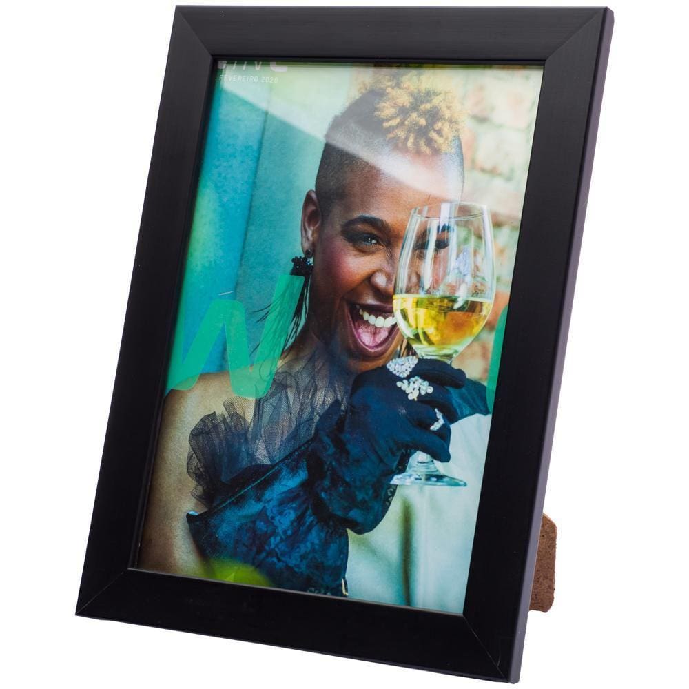 Porta Retrato Premium Preto C/Vidro 15X21 Mesa Ou Parede
