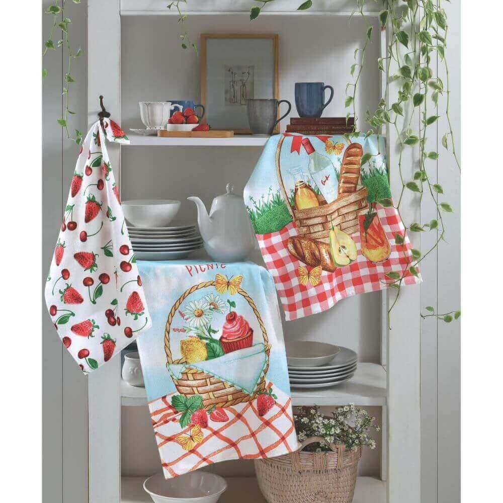 Kit Pano de Prato Atoalhado Estampado com 3 unidades - Dohler