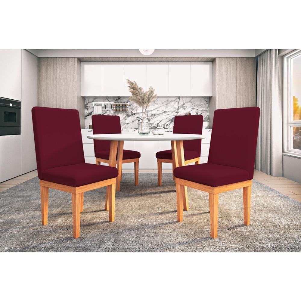 Kit 4 Cadeiras Estofadas Reforçadas Para Mesa De Jantar