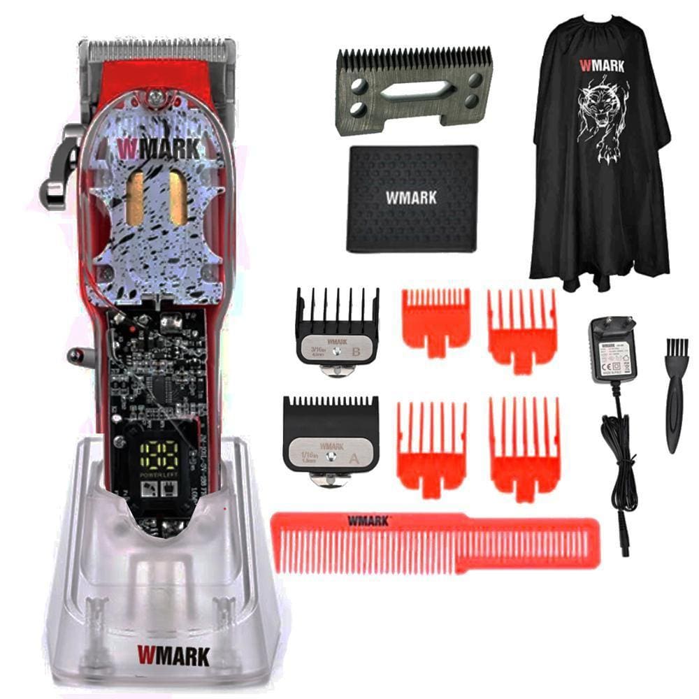Kit Maquina De Cortar Cabelo Wmark Ng 409 Lamina Com Base
