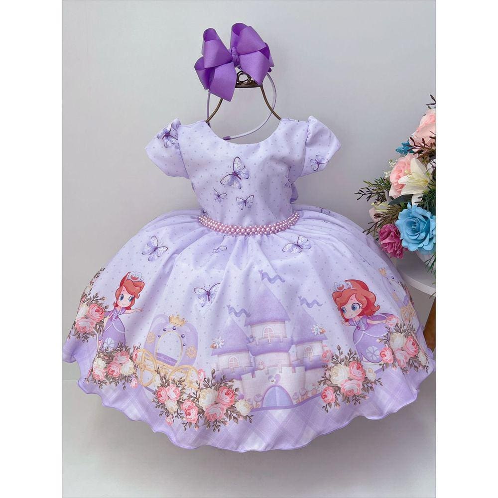 vestido infantil princesa sofia lilas 2