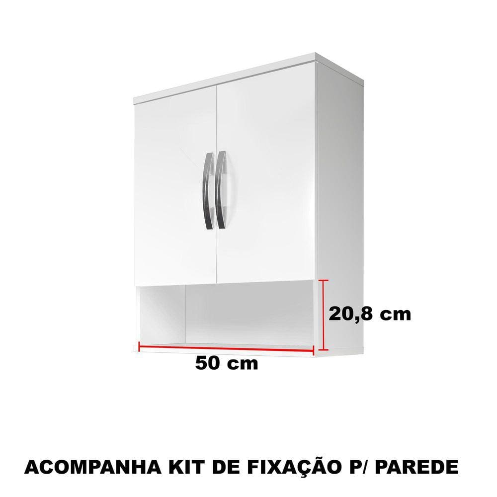 Armário Suspenso - 2 Portas Com Nicho - Cor Branca