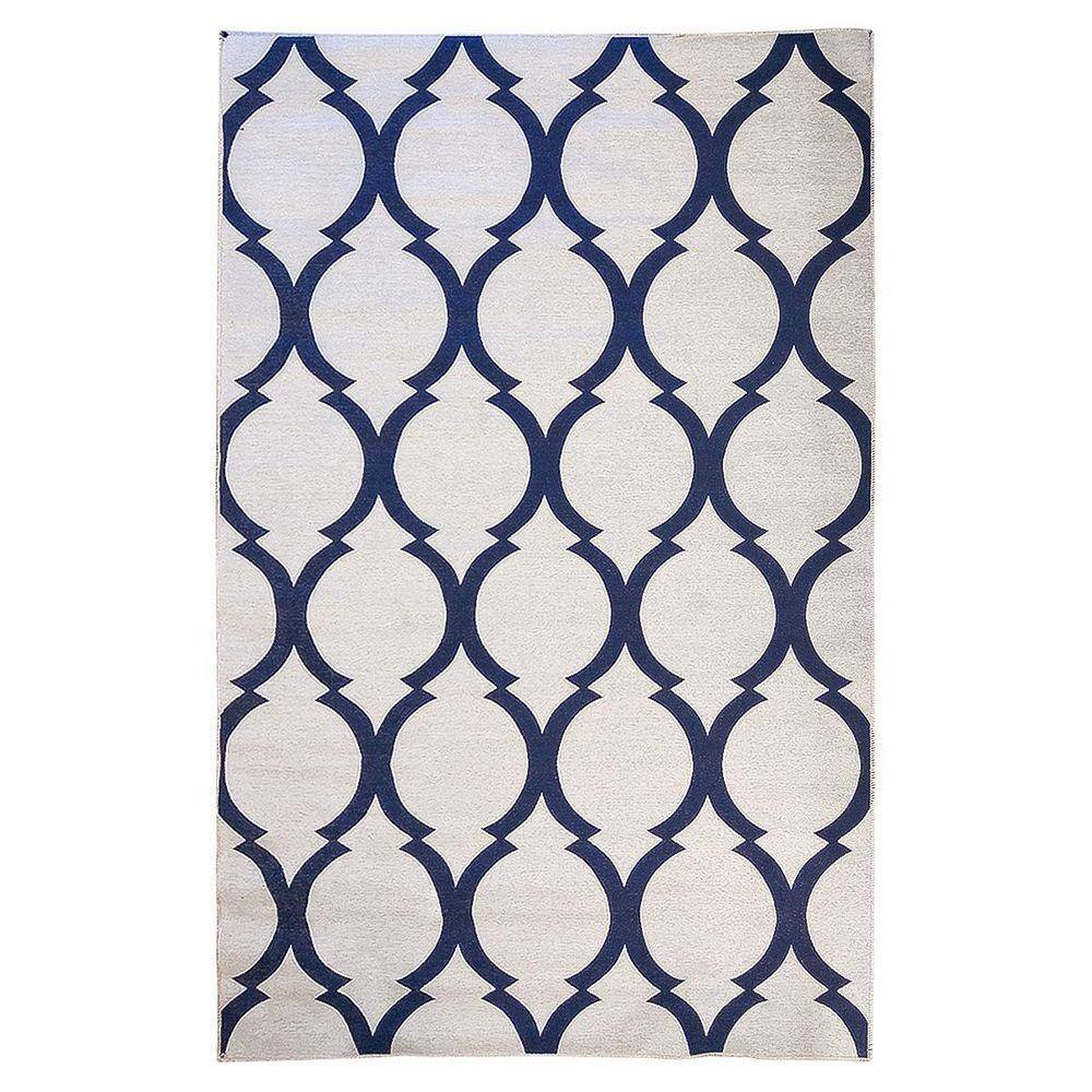 Tapete Sala Geometrico Arabesco 200X300 Cm Prata Azul 44