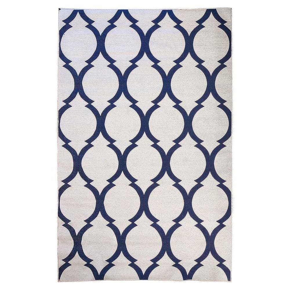 Tapete Sala Geometrico Arabesco 200X300 Cm Prata Azul 44