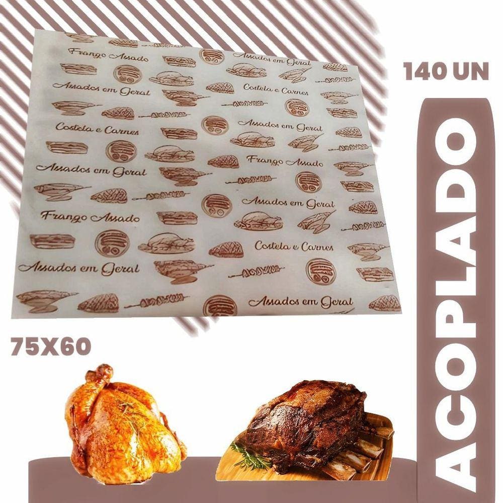 Papel Acoplado Costela Embalagem Assados Delivery 75X60 5Kg