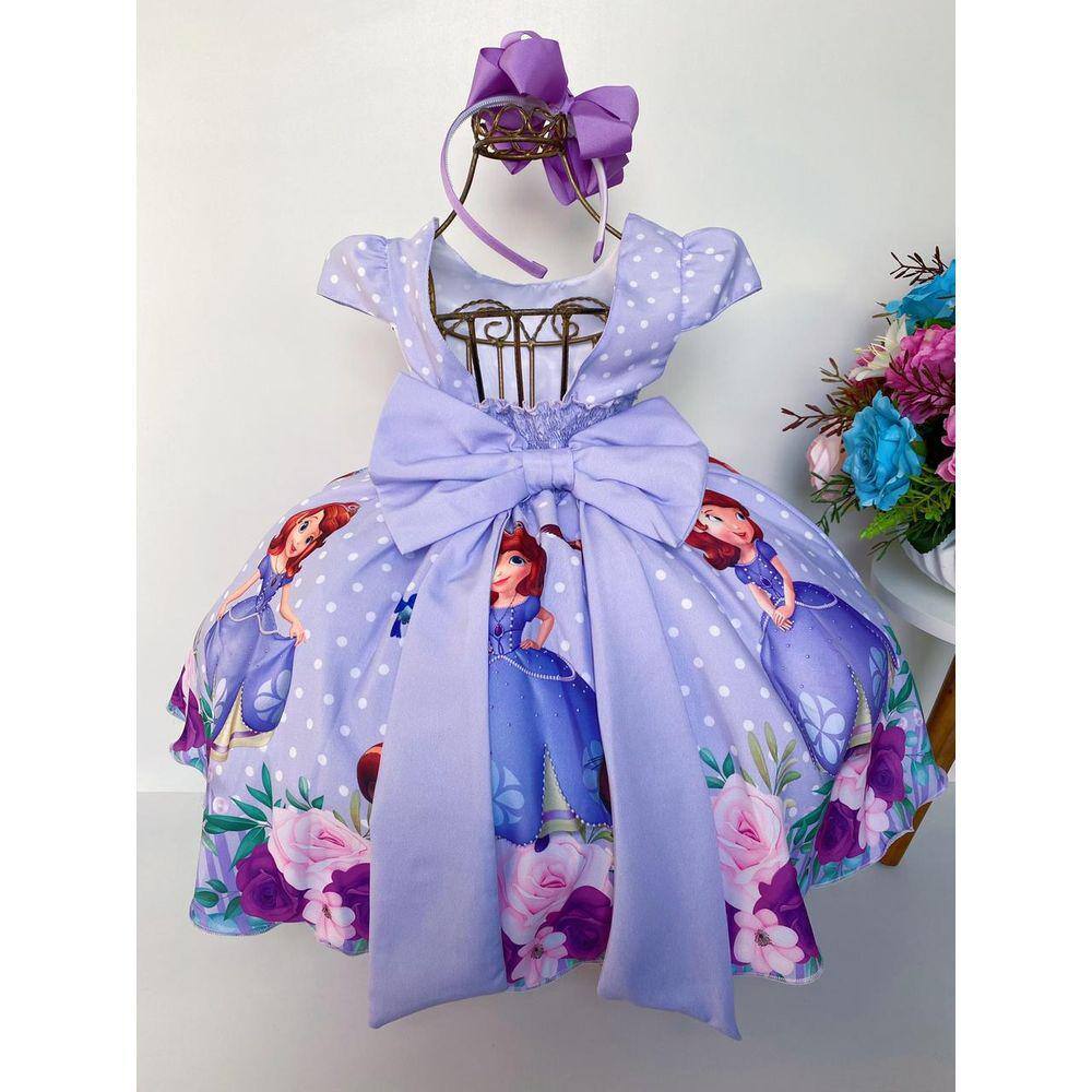 Vestido Infantil Princesa Sofia Lilás Aniversário Temático - Tio