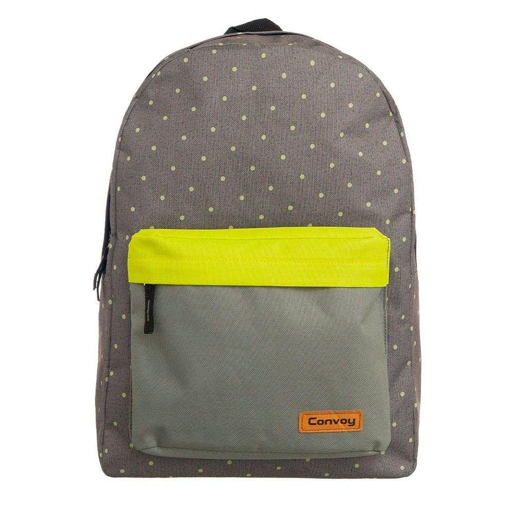 Bolsa Mochila Escolar Cinza com Poá Feminina