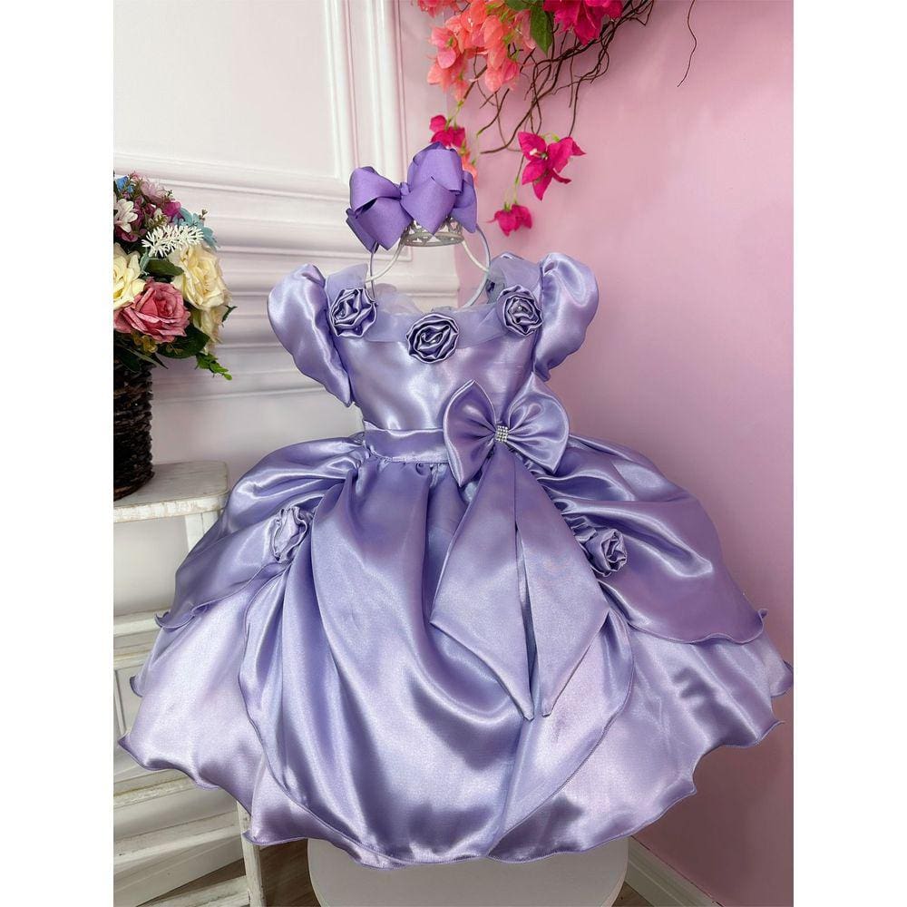 Vestido Infantil Princesa Sofia Lilás Aniversário Temático - Tio