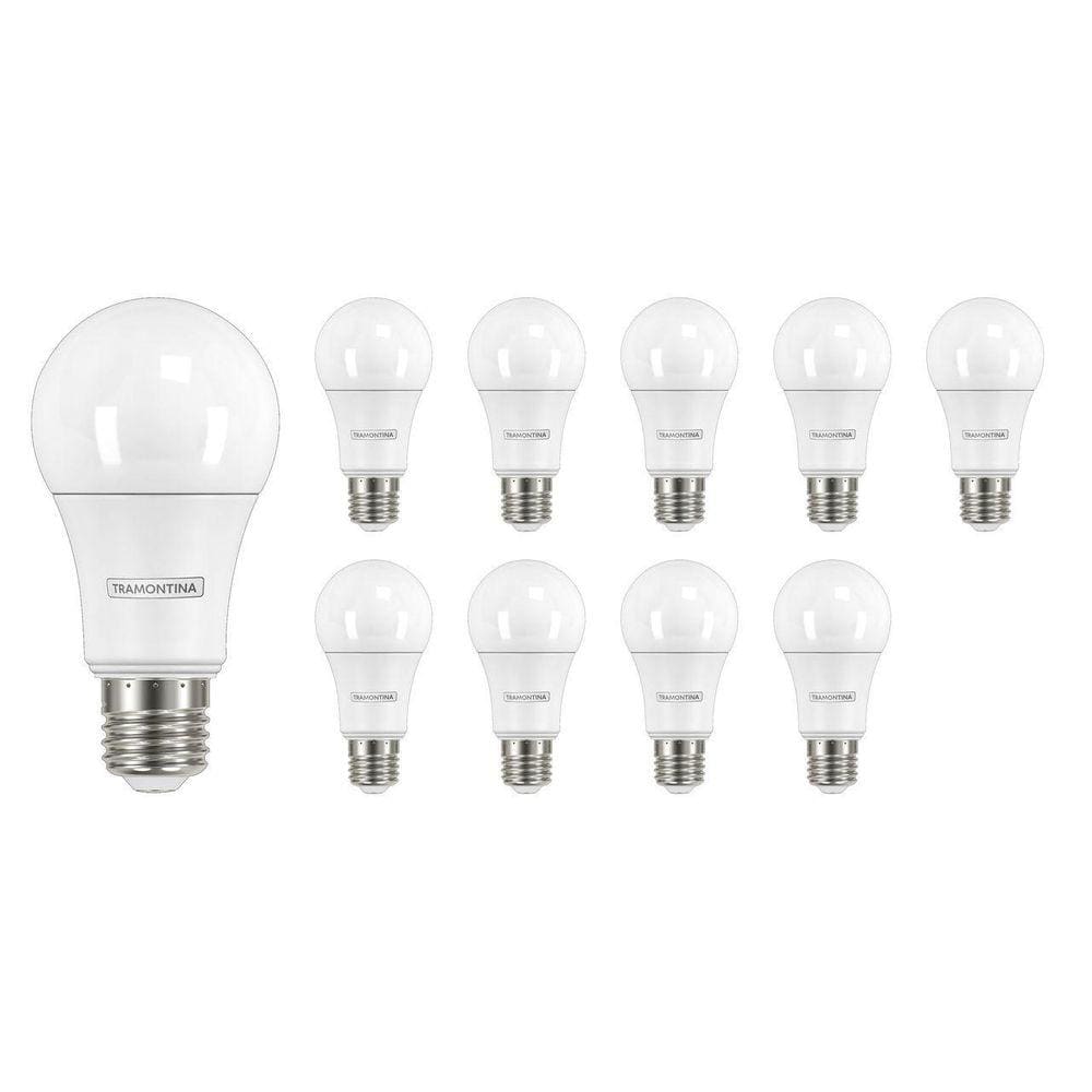 Kit 10 Lâmpadas Led 9W Bulbo Soquete E27 6500K Branca Frio