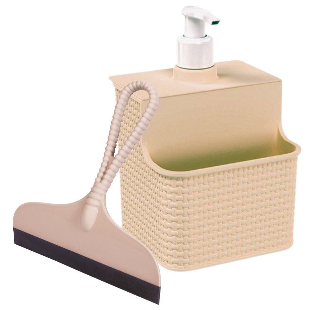 Kit para Pia conjunto porta detergente/esponja 500ml e rodinho Tear Plasuti