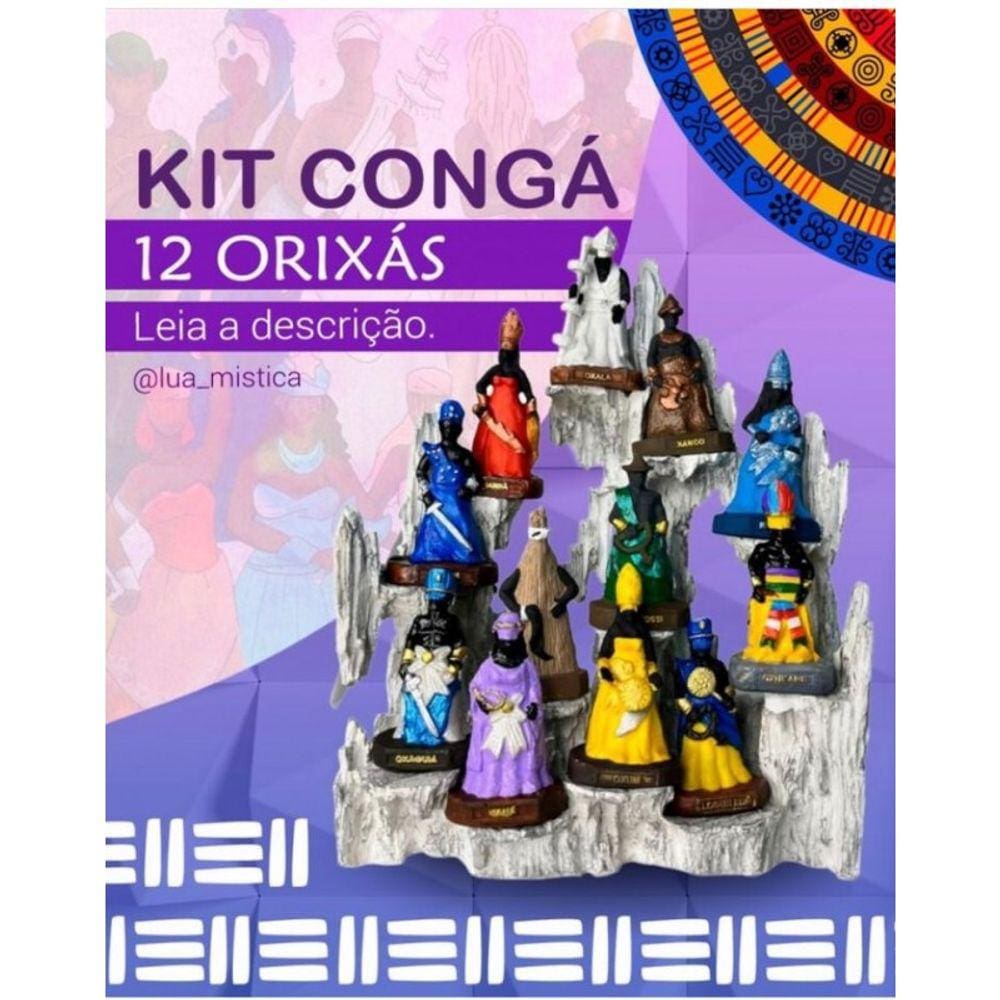 Kit Conga 30AX23LX14C 12 Orixás 10 cm Branco em Resina