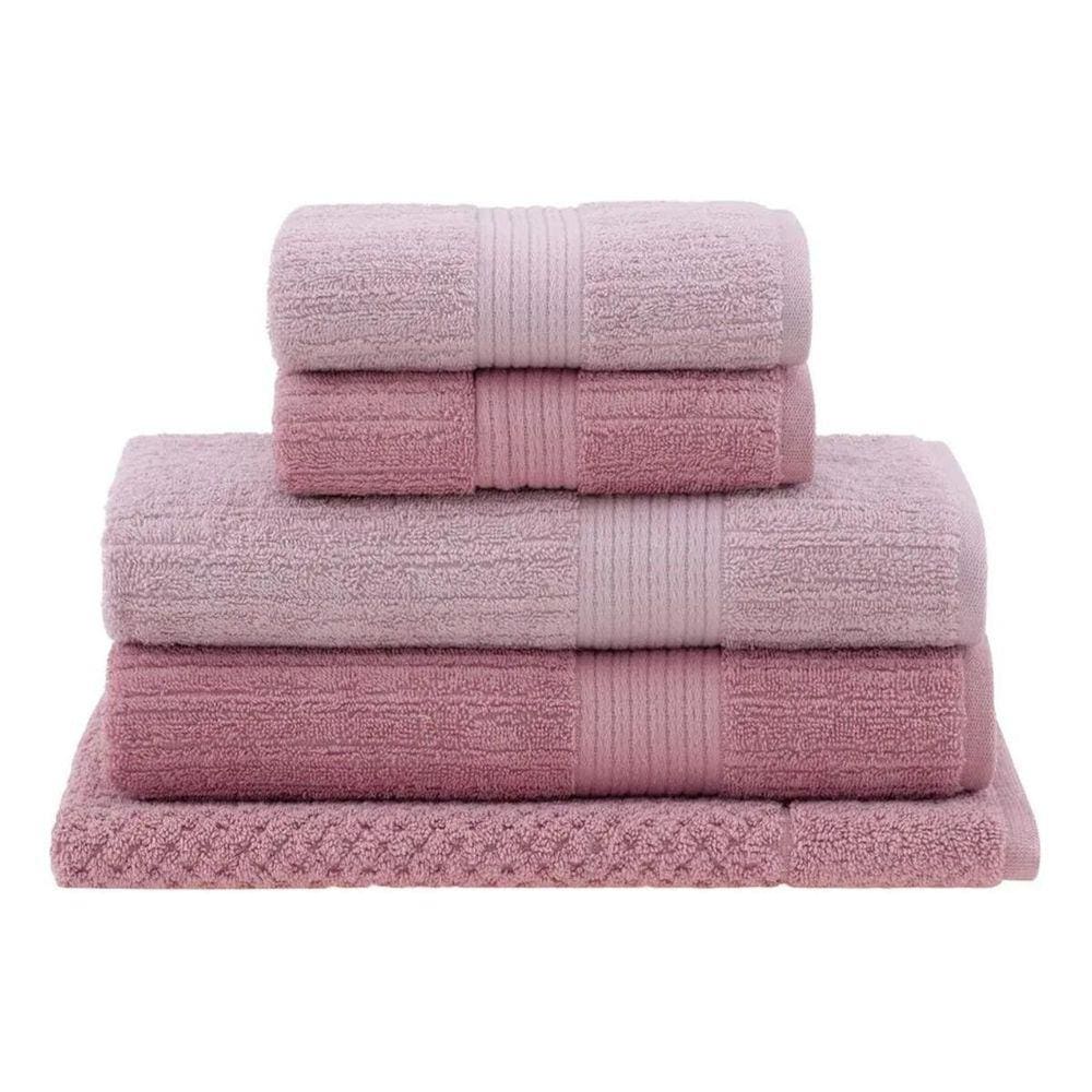 Jogo De Banho Gigante Buddemeyer Rosa Fio Penteado Canelado