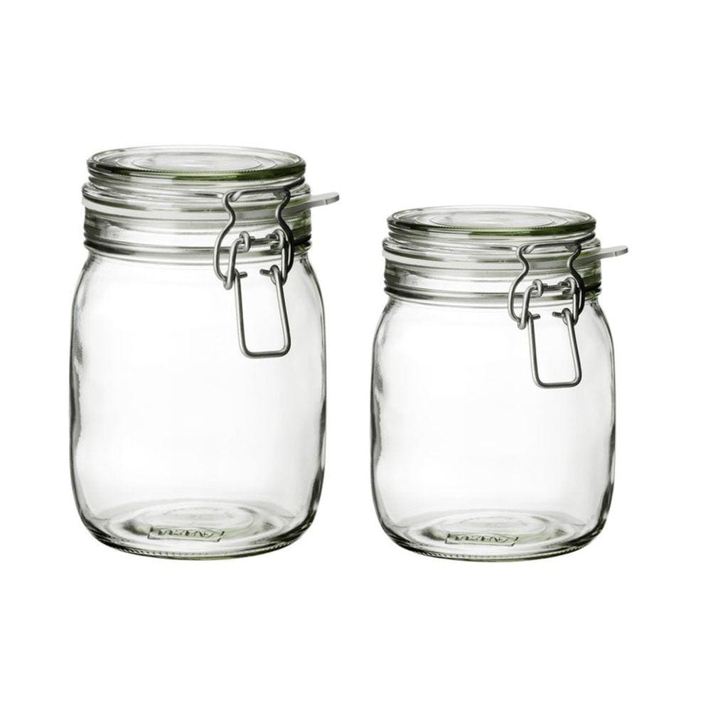 Jogo 2 Potes Vidro Vedação Hermética Silicone e Trava Inox Premium 830ml e 1 Litro - Yangzi