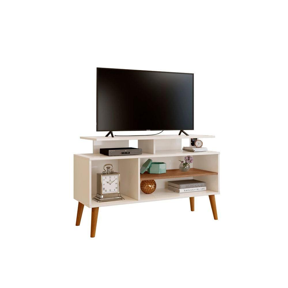 Rack Lyon 1.1 Off White/Canela - Carmolar Móveis