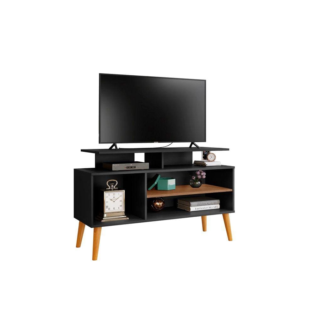 Rack Lyon 1.1 Preto/Canela – Carmolar Móveis