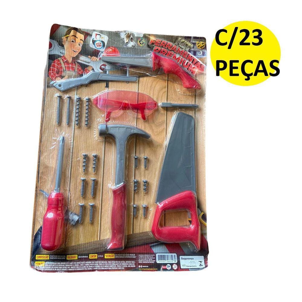 Kit Brinquedo Infantil Oficina Ferramentas Premium 23 Peças