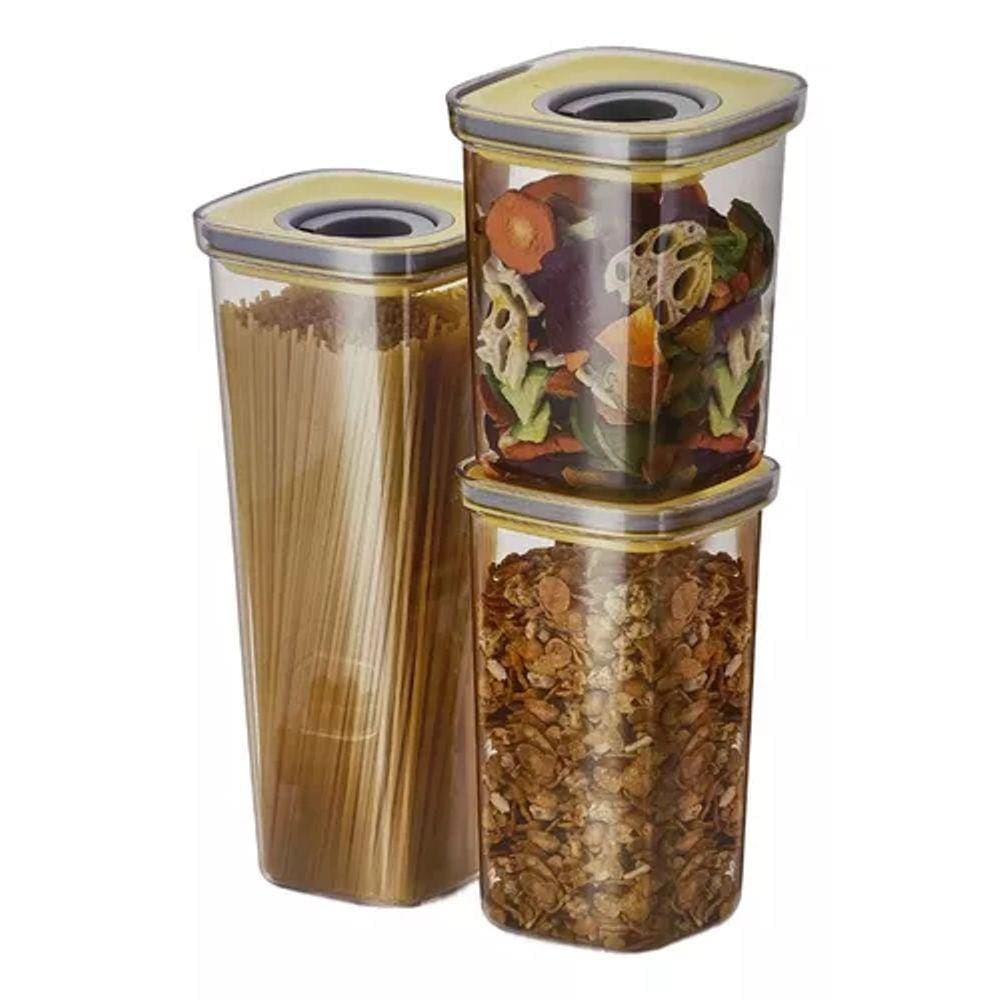 Kit 4 Potes De Vidro Hermético A Prova De Vazamento Neoflam