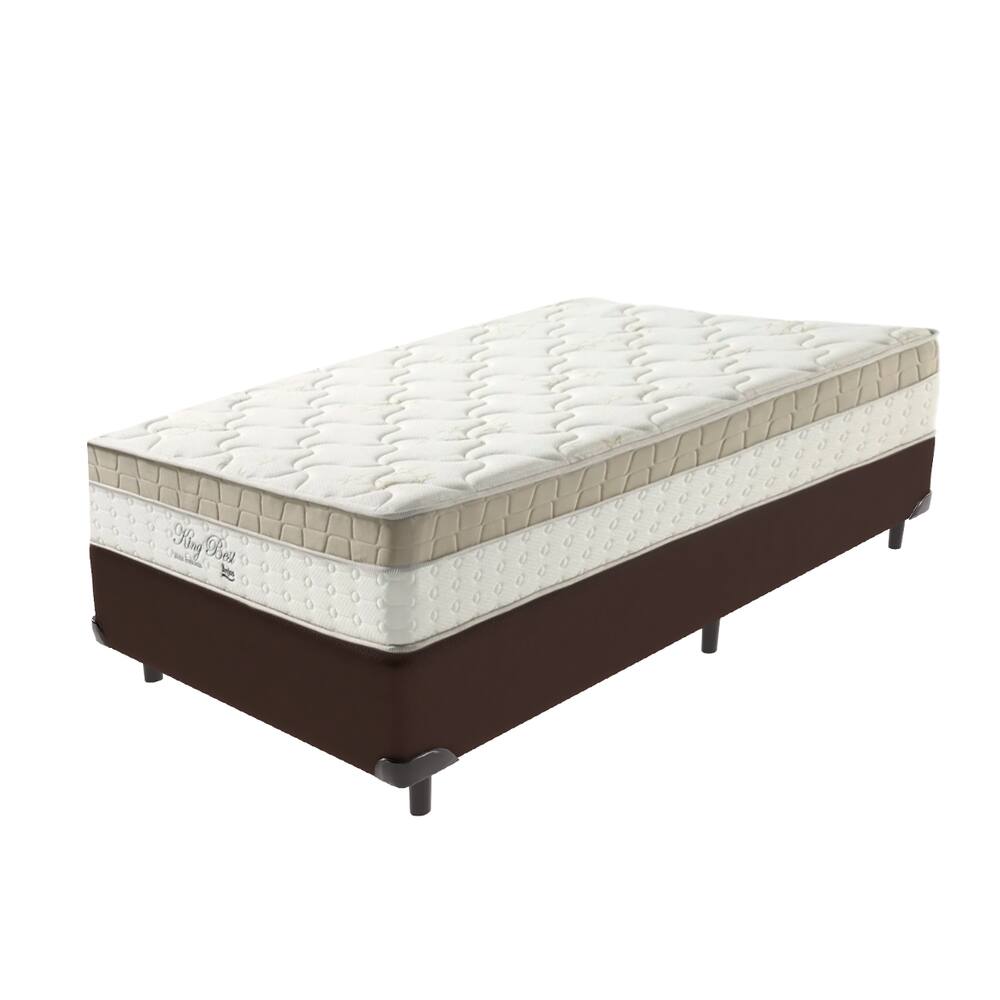 Cama Box Marrom e Colchão Solteiro King Best Anjos