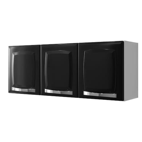 imagem-Armário de Cozinha Aéreo Itatiaia Aço 3 Portas Rose Preto - Preto 