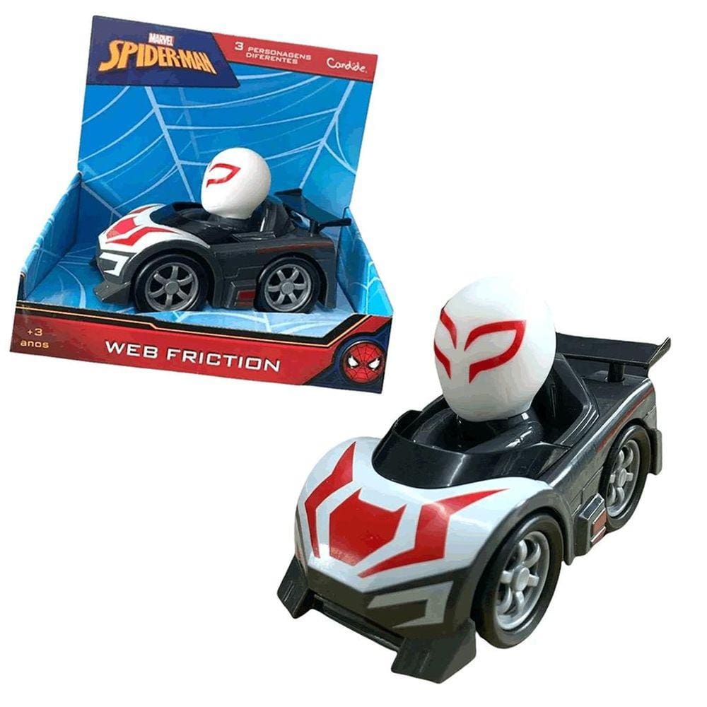 Carrinho Homem Aranha Web Friction Branco Candide 5805