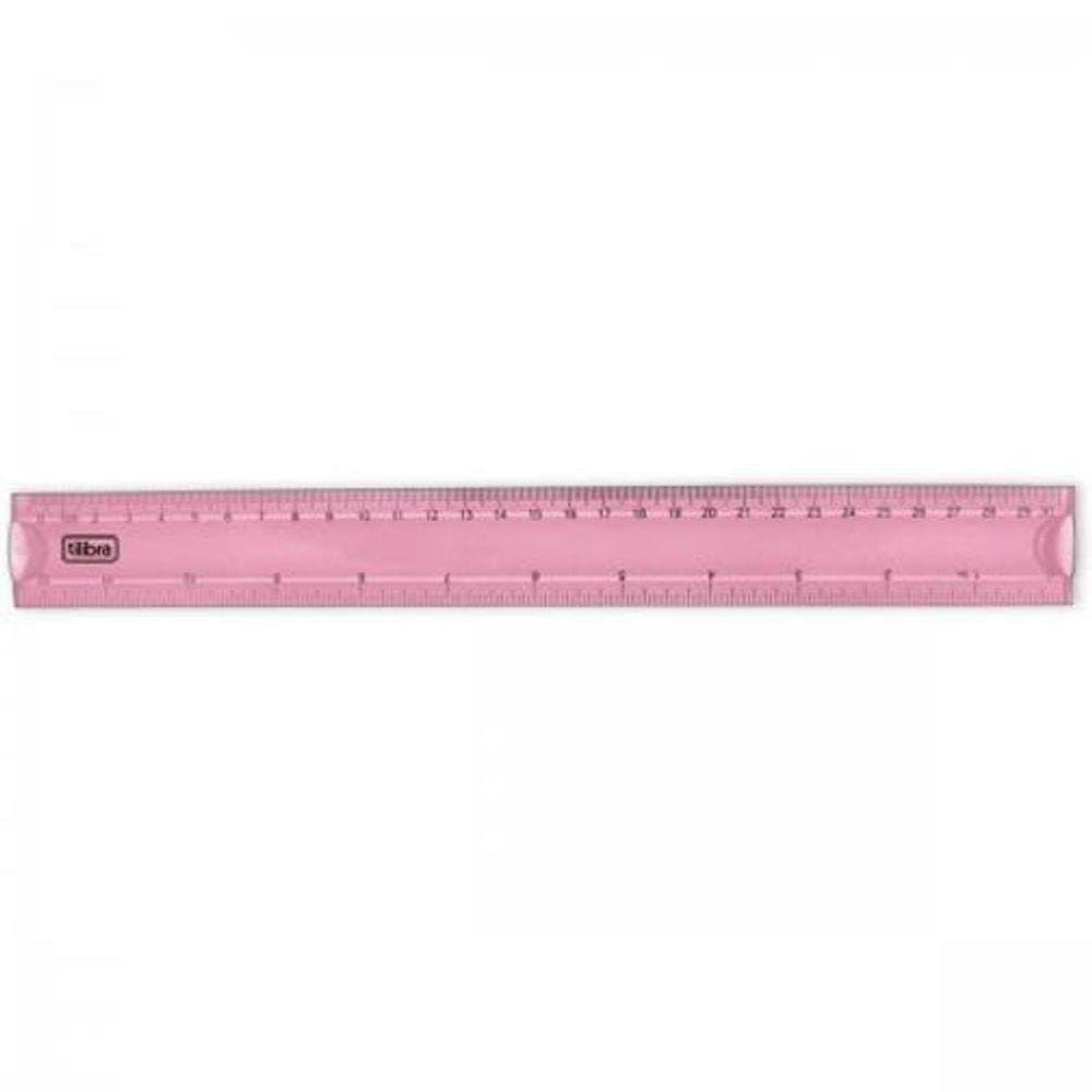 Regua Escolar Flexivel 30Cm Rosa Claro Tilibra