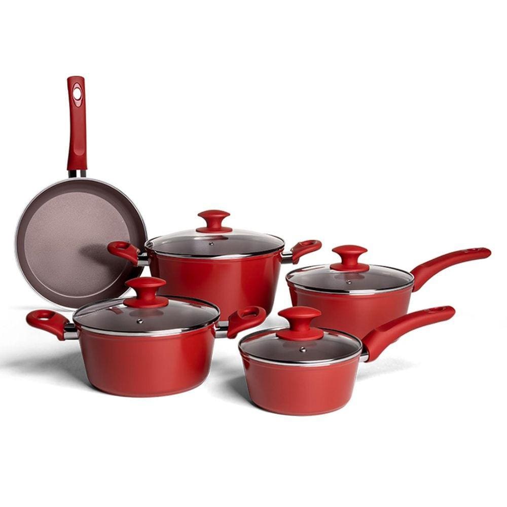 Conjunto de Panelas 5 Peças Ceramic Life Optima Vermelha Brinox