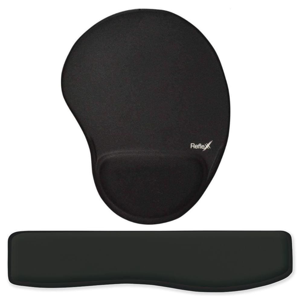Kit Ergonômico Mouse Pad + Apoio De Pulso Para Teclado Preto - Reflex