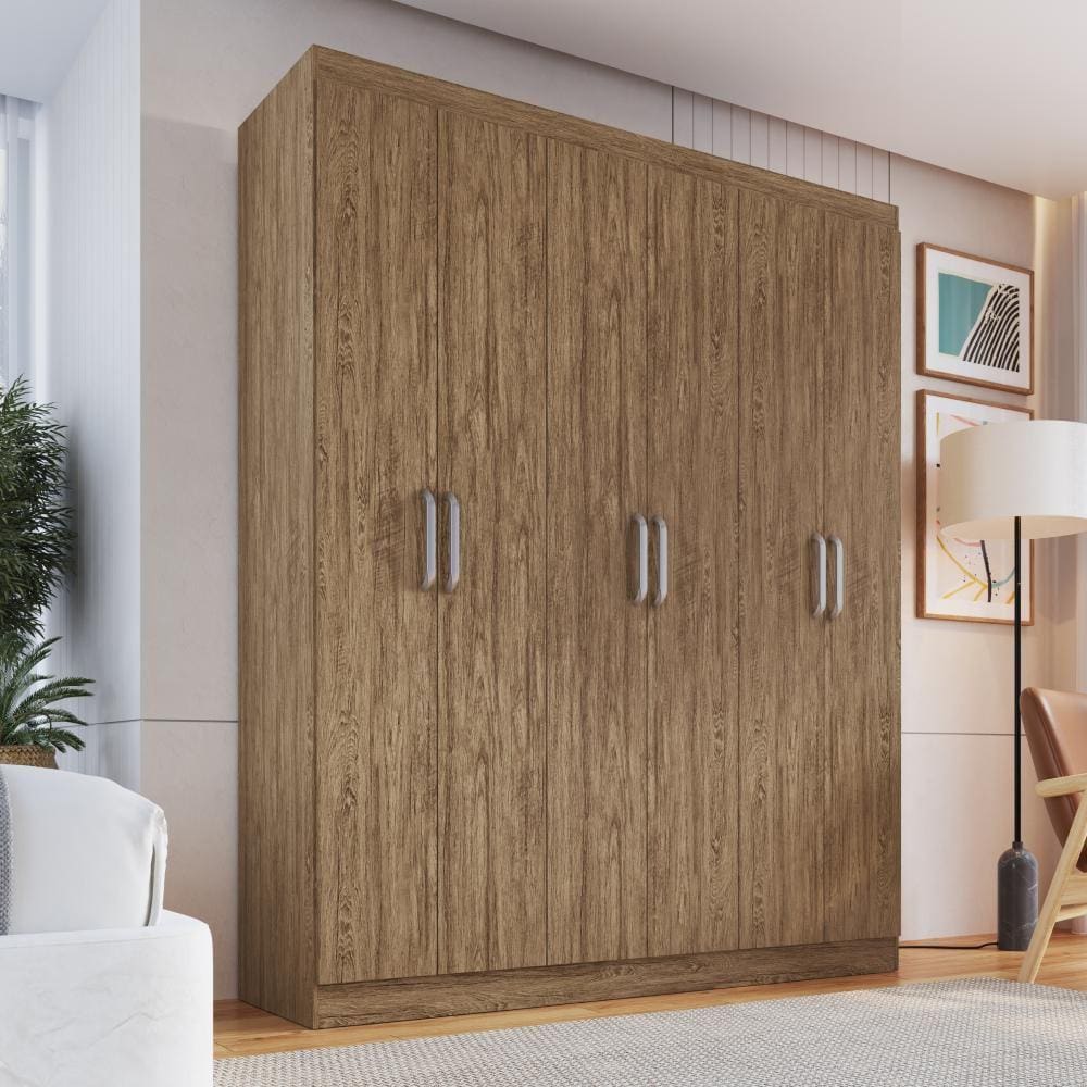 Guarda Roupa Casal 6 Portas e 2 Gavetas Internas RP3624 Decibal Wood Cristalo