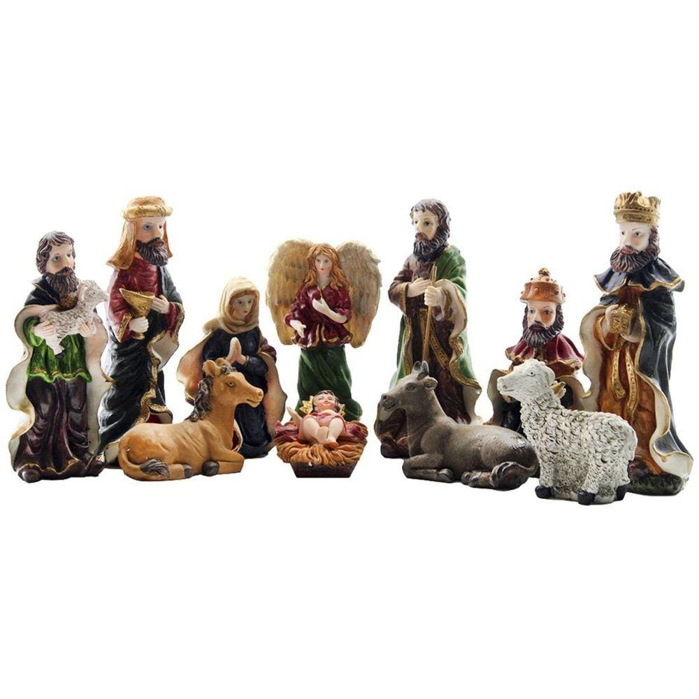 Decoração Enfeite Presépio Natal Escultura Resina 11 Peças