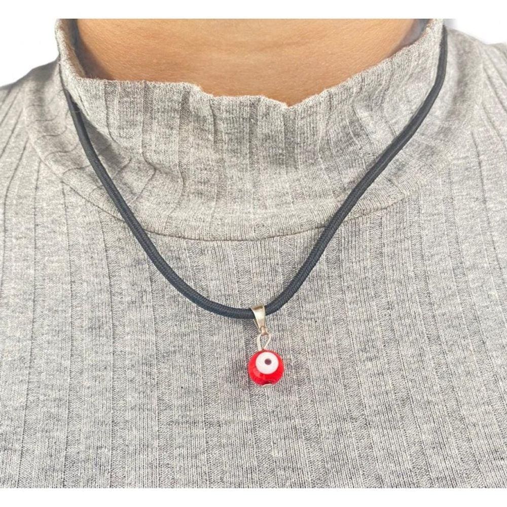 Cordão De Pescoço Olho Grego Vermelho Redondo 0,5 cm