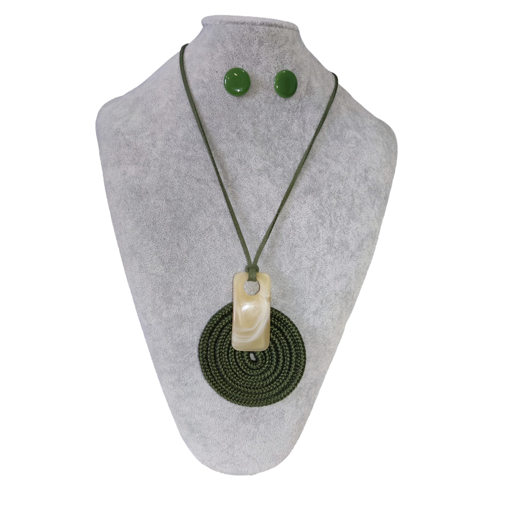 Maxi Colar Feminino Mandala Kit Com Brinco Pedra Em Resina