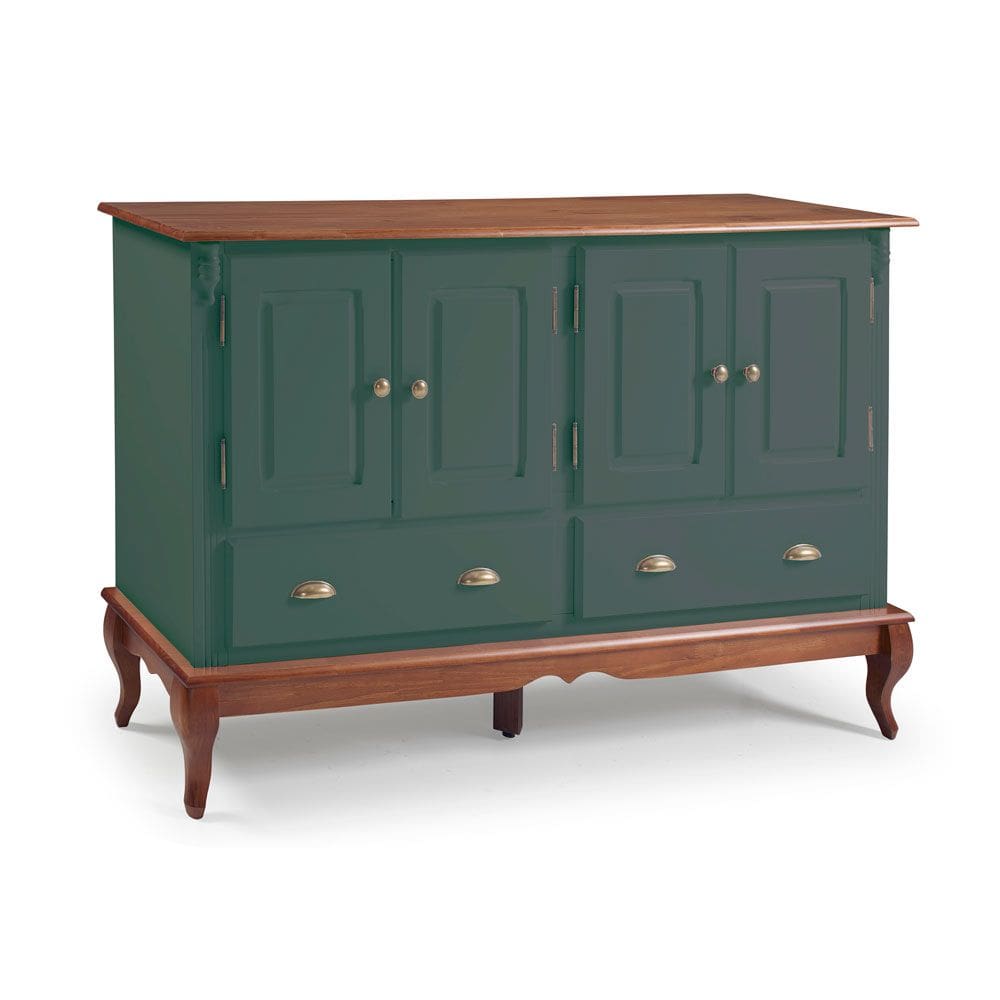 Balcão Buffet 4 Portas 2 Gavetas Hannover 60815 Linz Móveis - Verde Musgo/Imbuia