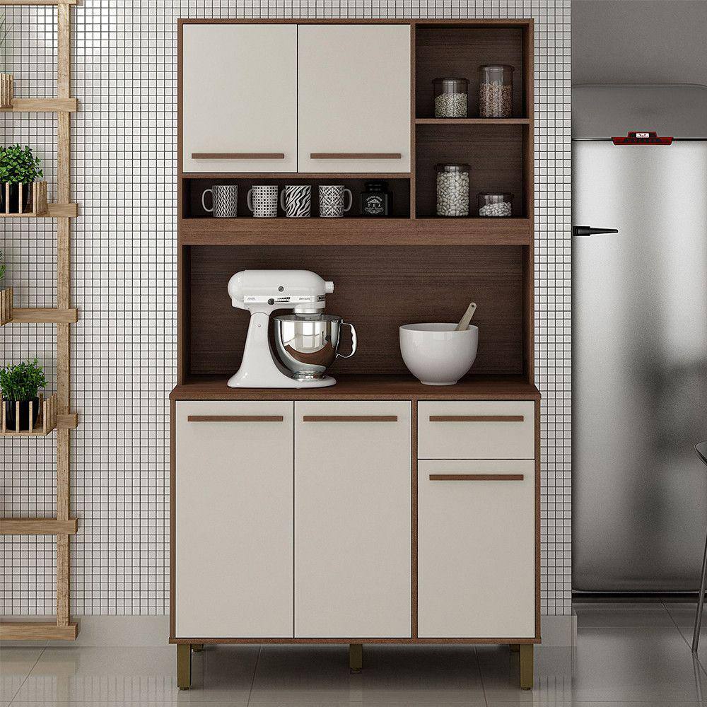 Armário de Cozinha 5 Portas 1 Gaveta e Nichos Ametista Valdemóveis