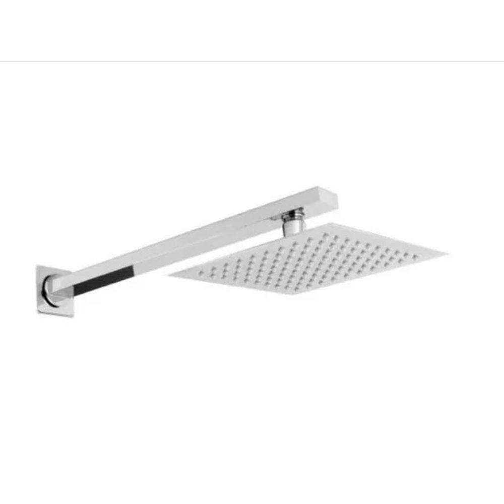 DUCHA CHUVEIRO 20x20 SLIM INOX COM BRAÇO 40CM SOLAR GAS