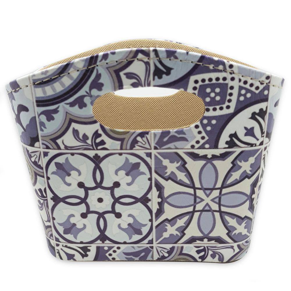 Porta Revista ou Cesto de Flores Bolsa Ladrilhos 20x16cm
