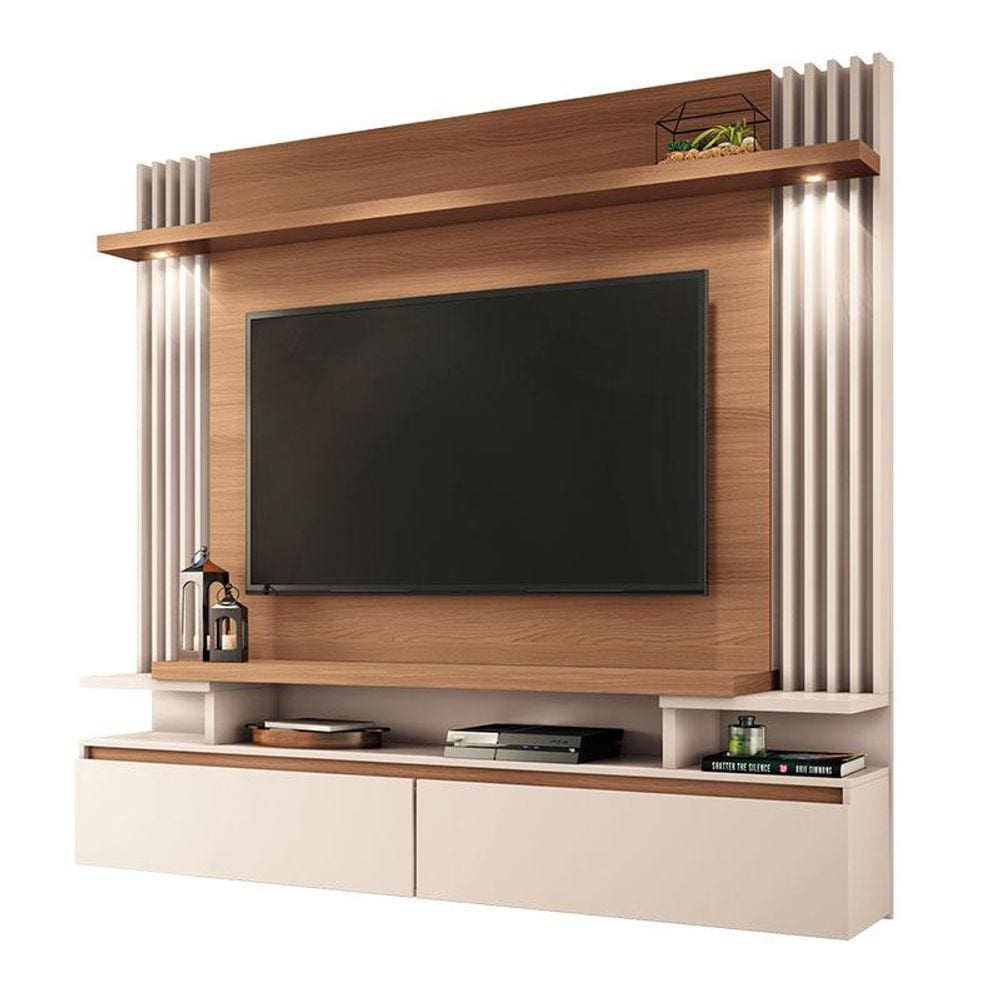 Painel para TV Home Suspenso Brasil Nature Off White - HB Móveis