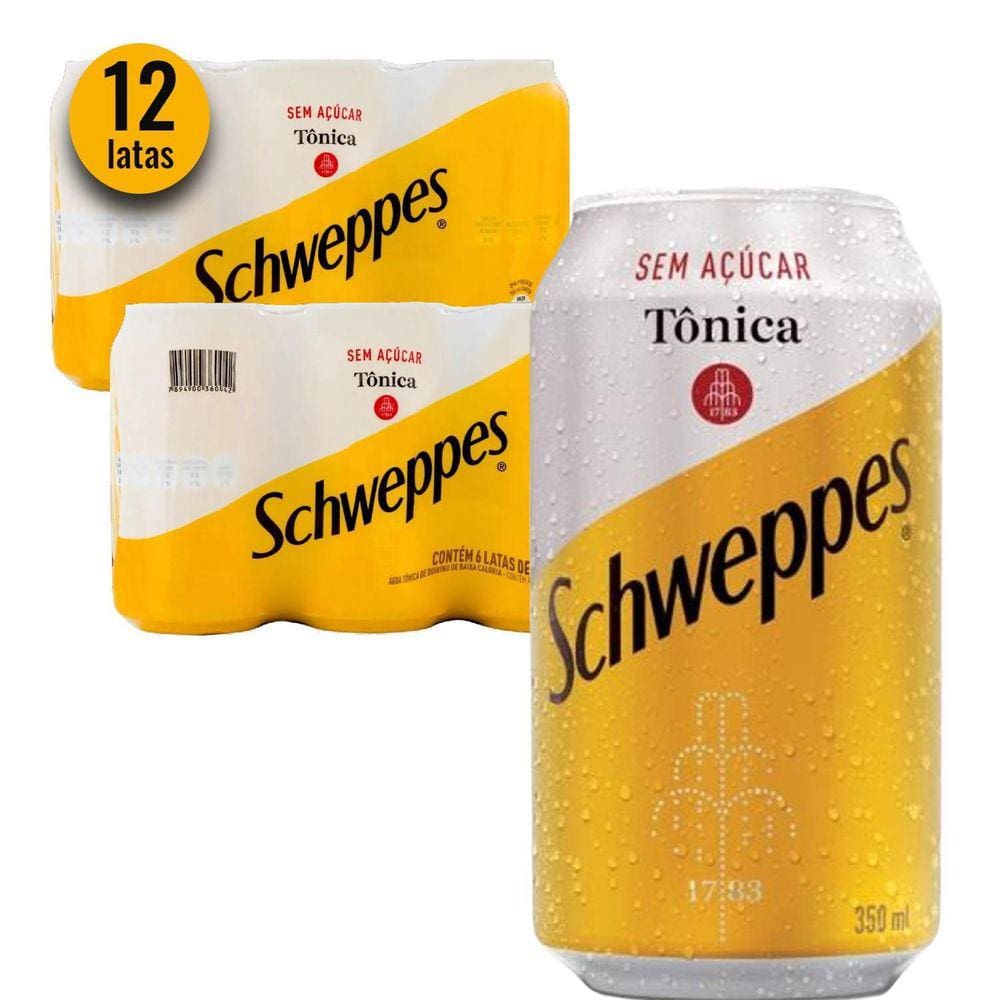 Água Tônica Schweppes Sem Açúcar 350Ml 12 Latas